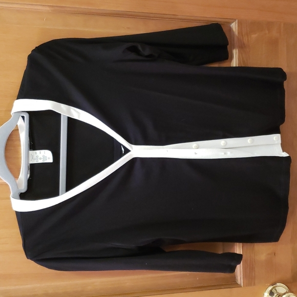 COTE FEMME Cardigan & Tank Top Set, Ultra soft & Stretchy 3/4 Sleeve Black White - Picture 3 of 7